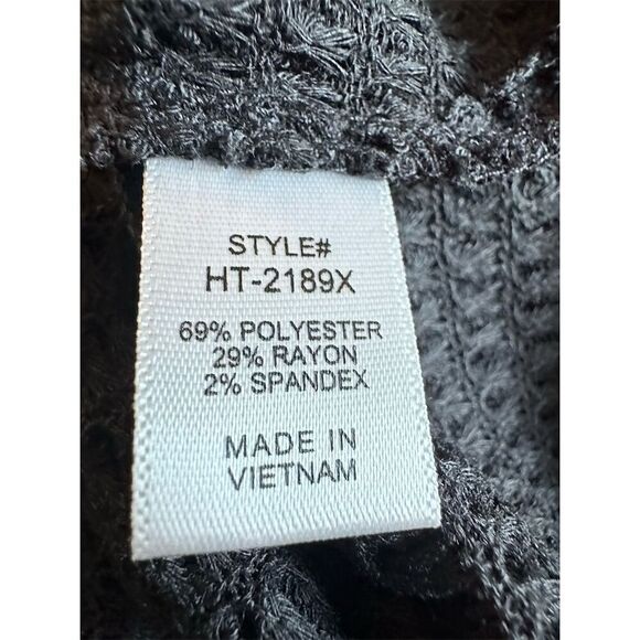 Zenana Women's 2XL Gray Open Knit V-Neck Sweater 3/4 Sleeve Casual - Picture 5 of 6